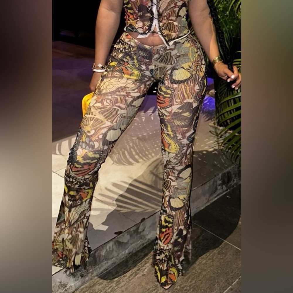 jean paul gaultier papillon abstract-pattern print trousers